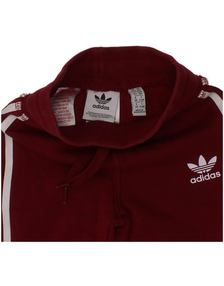 Adidas Baby Girls Graphic Tracksuit Trousers 3-6 Months Burgundy Cotton