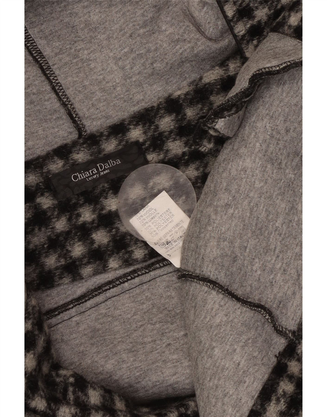 VINTAGE Womens Hooded Bomber Jacket UK 18 XL Black Check Wool