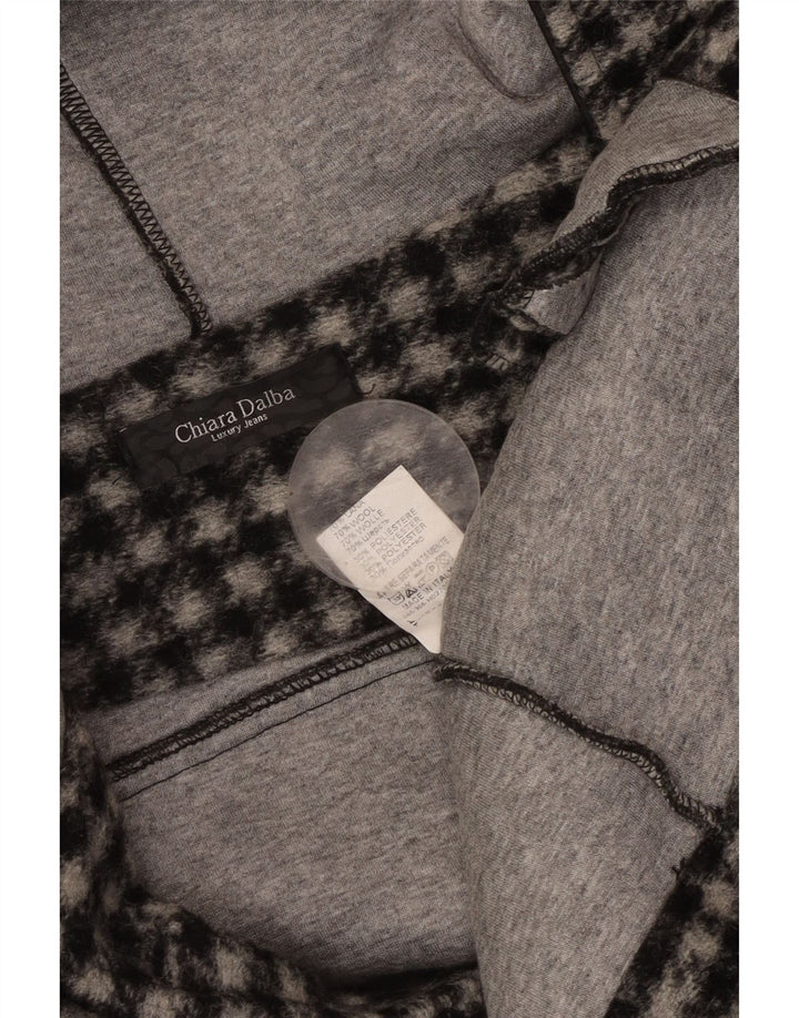 VINTAGE Womens Hooded Bomber Jacket UK 18 XL Black Check Wool