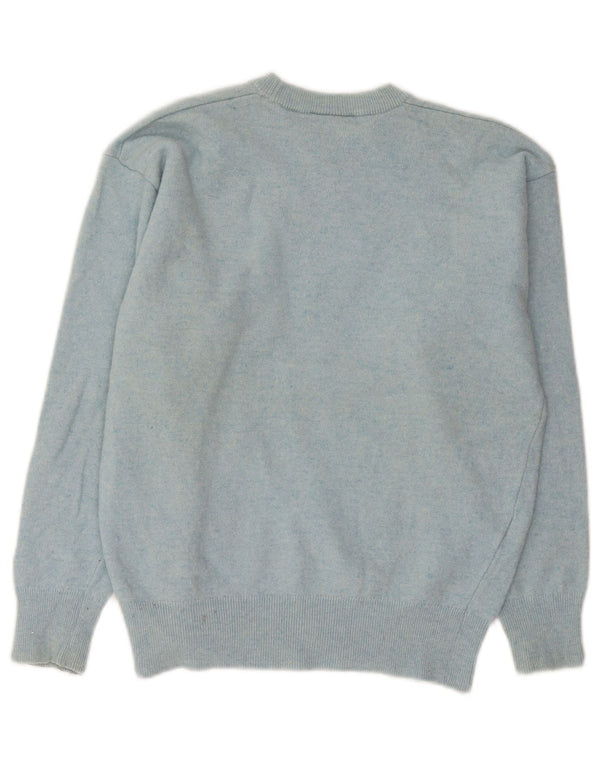 Lacoste Mens Crew Neck Jumper Sweater Size 3 Small Blue Lambswool
