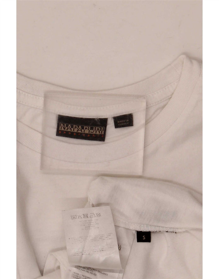 Napapijri Mens Graphic T-Shirt Top Small White Cotton