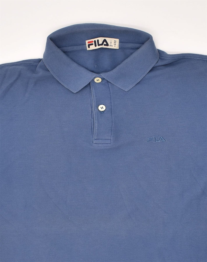 FILA Mens Polo Shirt EU 38 Medium Blue Cotton | Vintage Fila | Thrift | Second-Hand Fila | Used Clothing | Messina Hembry 