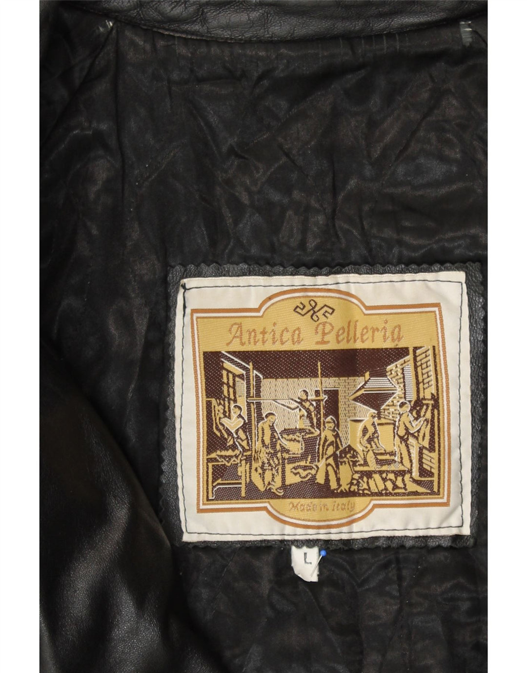 ANTICA PELLERIA Womens Double Breasted Coat UK 16 Large Black Leather