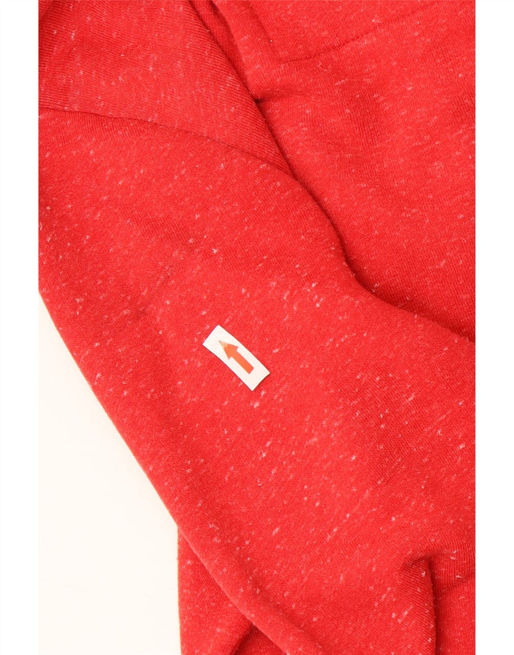 SUPERDRY Mens Zip Hoodie Sweater Small Red Flecked Polyester