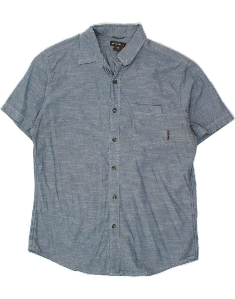 EDDIE BAUER Mens Short Sleeve Shirt Medium Blue Vintage Eddie Bauer and Second-Hand Eddie Bauer from Messina Hembry 