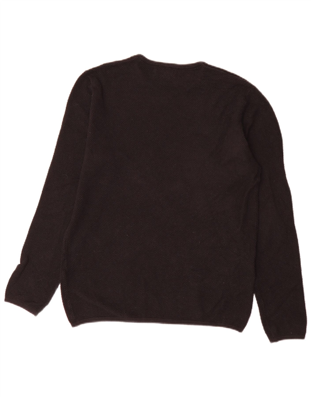 Zara Mens Crew Neck Jumper Sweater Large Black Cotton