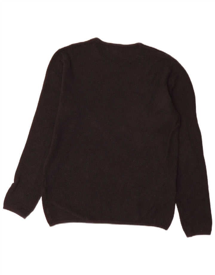 Zara Mens Crew Neck Jumper Sweater Large Black Cotton