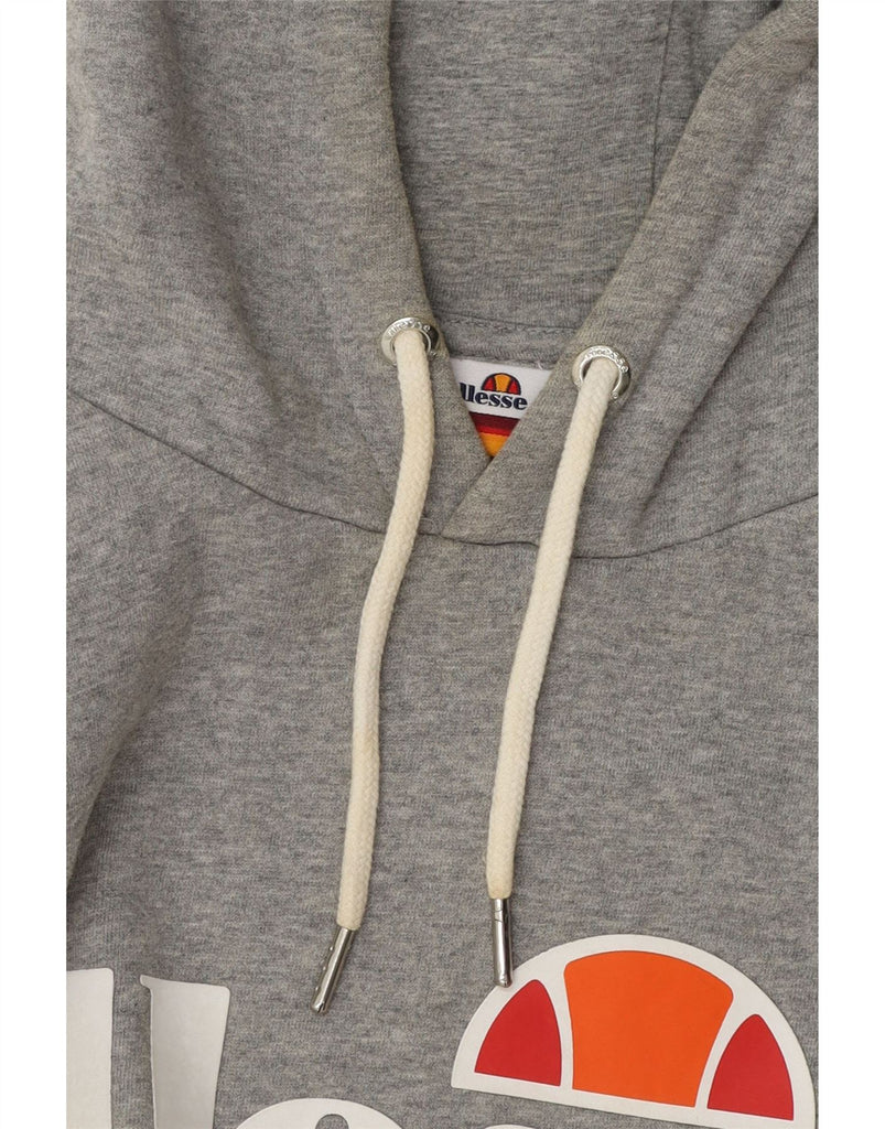 ELLESSE Womens Oversized Graphic Hoodie Jumper UK 8 Small  Grey Cotton Vintage Ellesse and Second-Hand Ellesse from Messina Hembry 