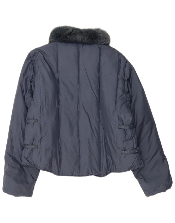Blunauta Womens Padded Jacket UK 16 Large Navy Blue Silk