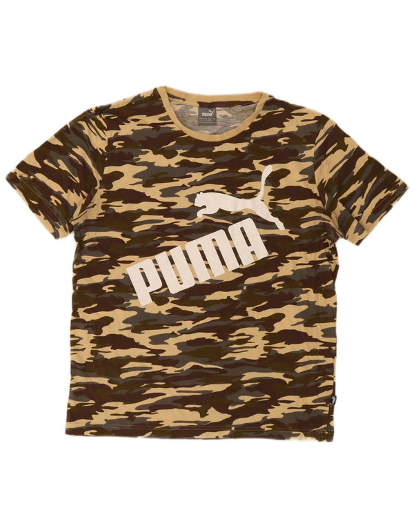 Puma Mens Graphic T-Shirt Top Medium Khaki Camouflage Cotton