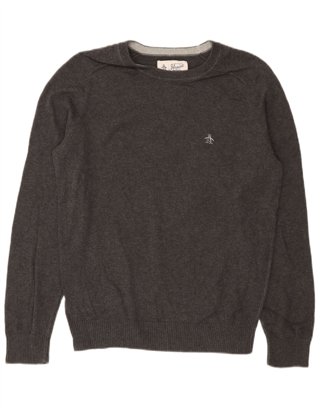 Penguin Mens Crew Neck Jumper Sweater Small Grey Cotton