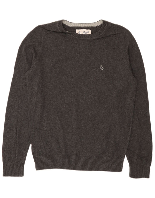 Penguin Mens Crew Neck Jumper Sweater Small Grey Cotton