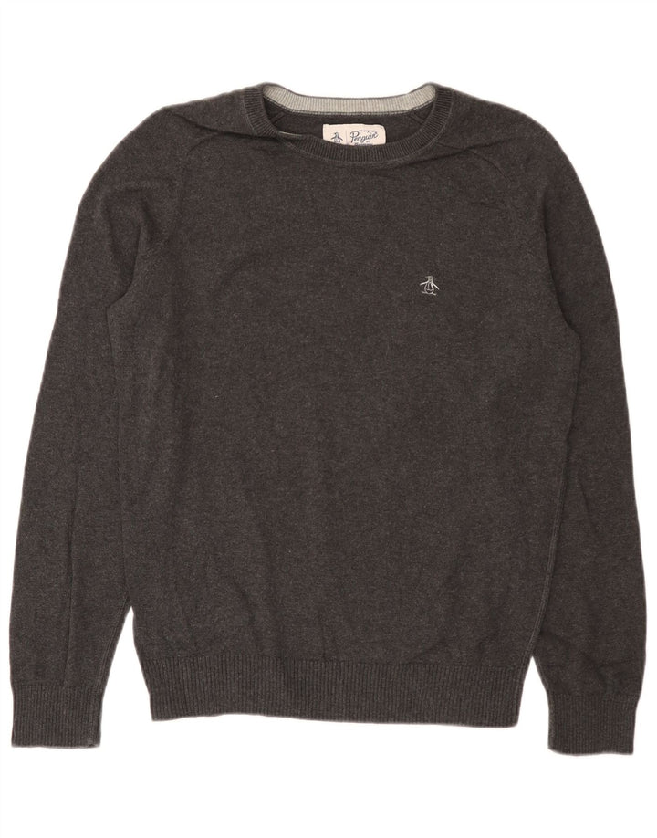 Penguin Mens Crew Neck Jumper Sweater Small Grey Cotton