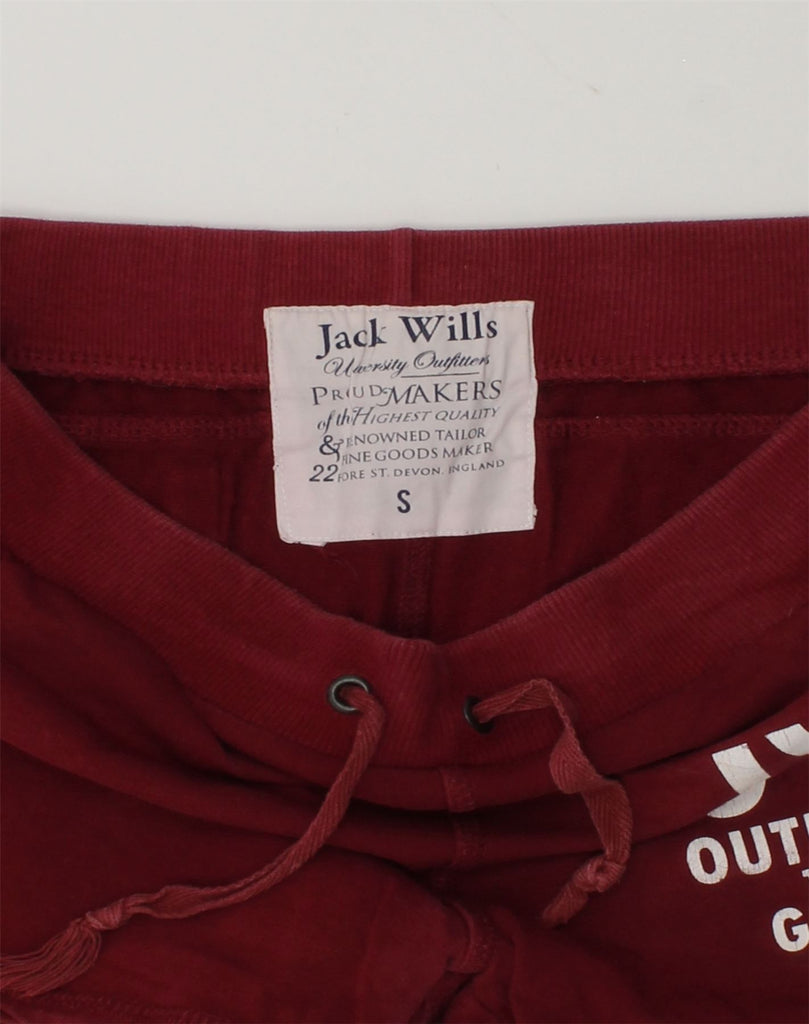 JACK WILLS Womens Graphic Sport Shorts UK 10 Small Maroon Cotton | Vintage Jack Wills | Thrift | Second-Hand Jack Wills | Used Clothing | Messina Hembry 