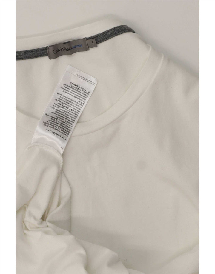 Calvin Klein Jeans Mens T-Shirt Top Large White Cotton