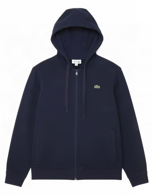Lacoste Mens Zip Hoodie Sweater Size 4 Medium Navy Blue Cotton