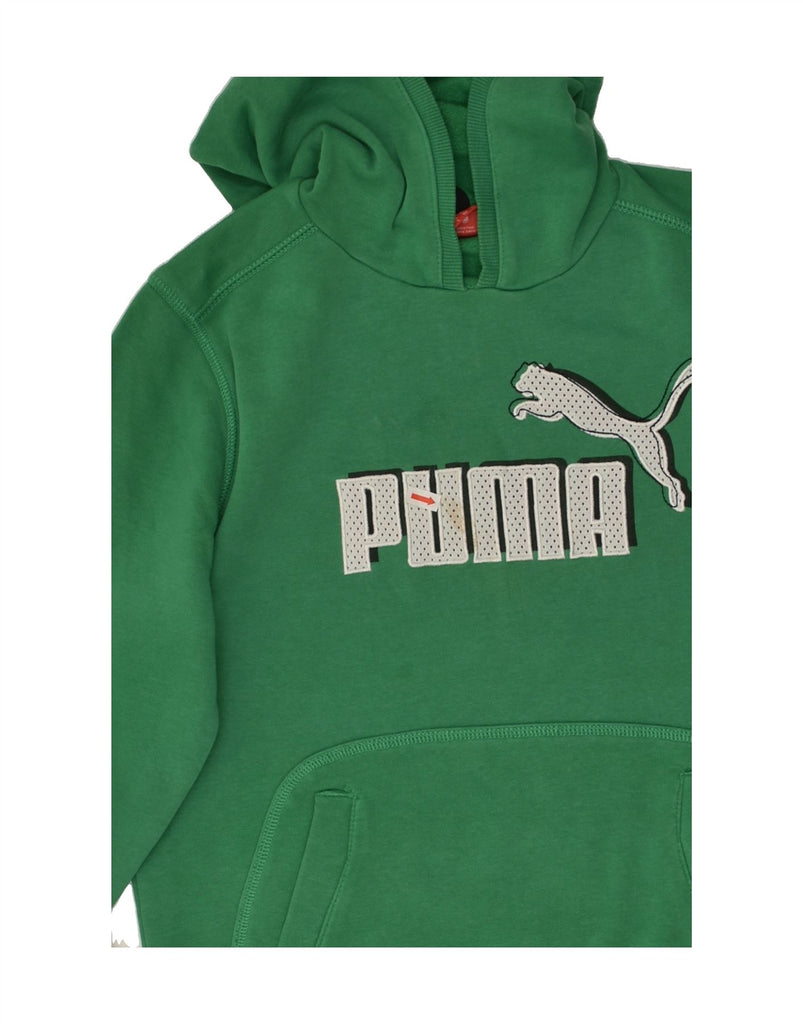 PUMA Boys Graphic Hoodie Jumper 11-12 Years Green | Vintage Puma | Thrift | Second-Hand Puma | Used Clothing | Messina Hembry 