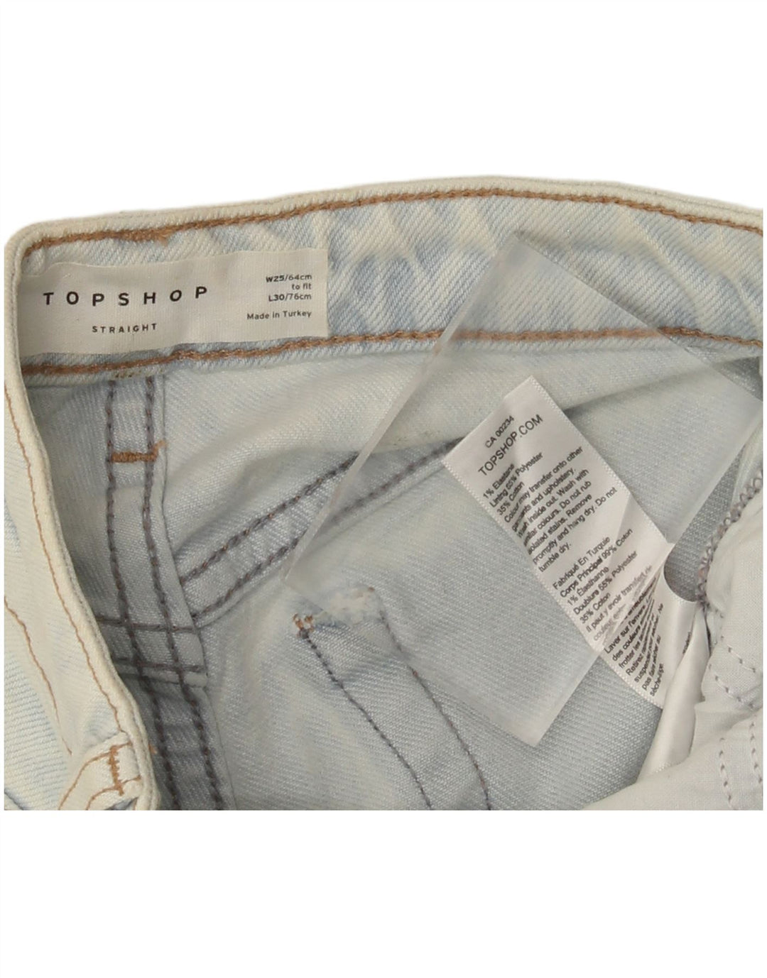 Topshop Womens Straight Jeans W25 L25 Blue Cotton