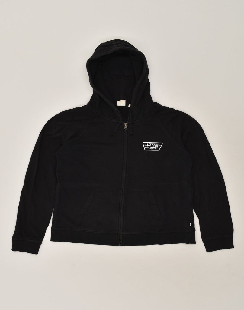 VANS Womens Zip Hoodie Sweater UK 16 Large Black Cotton | Vintage Vans | Thrift | Second-Hand Vans | Used Clothing | Messina Hembry 