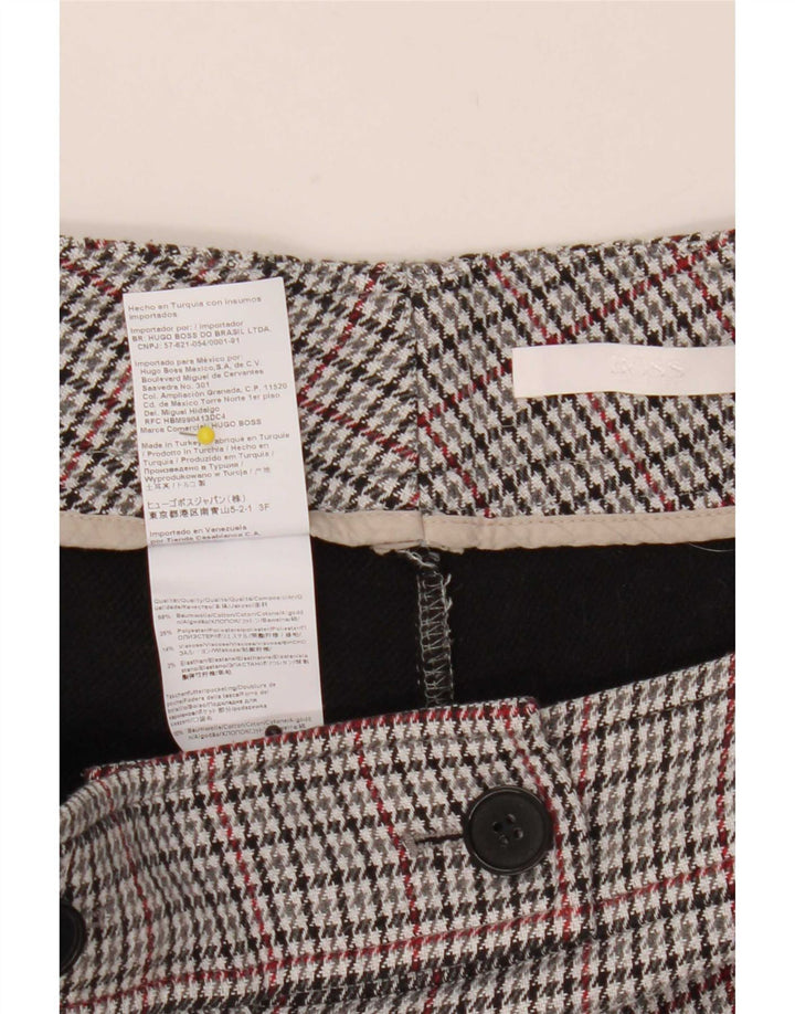 Hugo Boss Womens Suit Trousers UK 12 Medium W32 L27 Grey Houndstooth