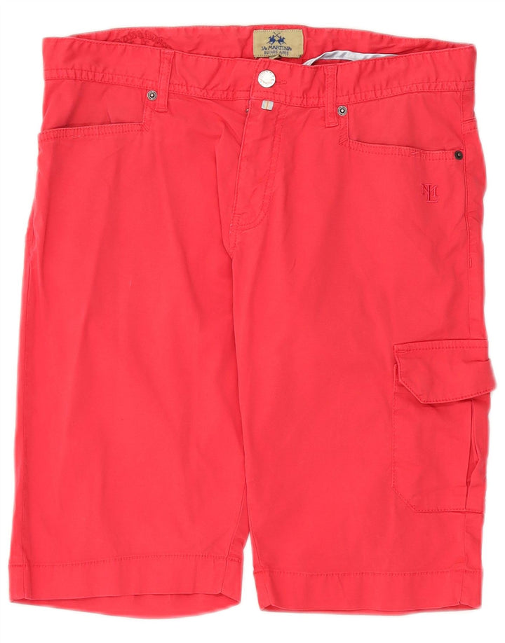 LA MARTINA Mens Cargo Shorts W34 Large Pink Cotton