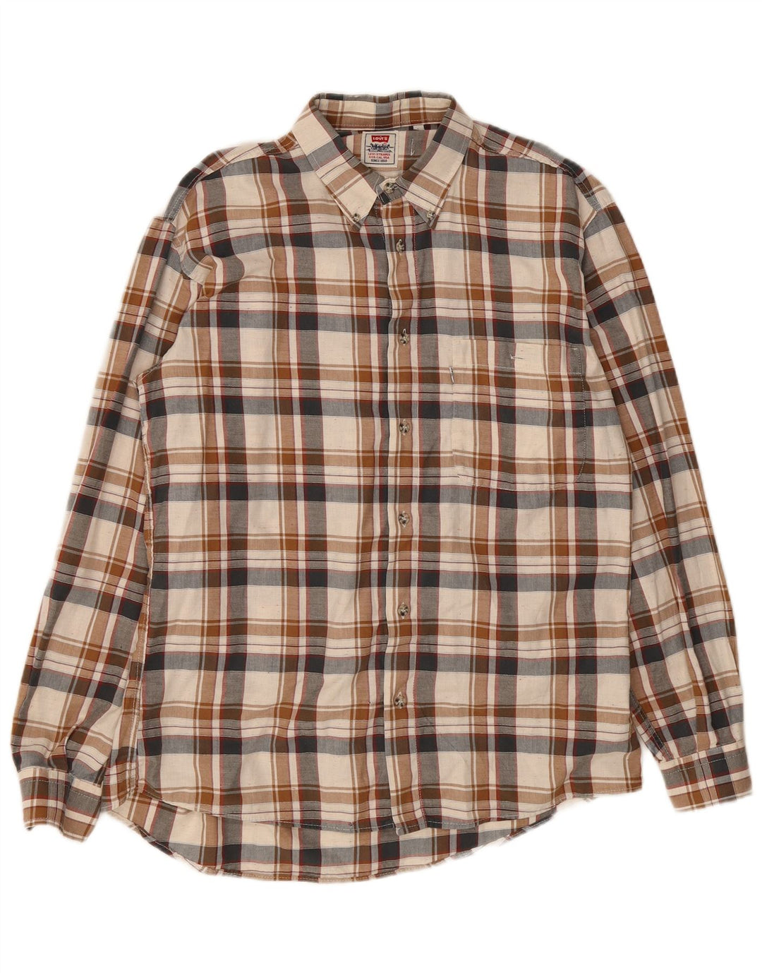 Levi's Mens Flannel Shirt Large Beige Check