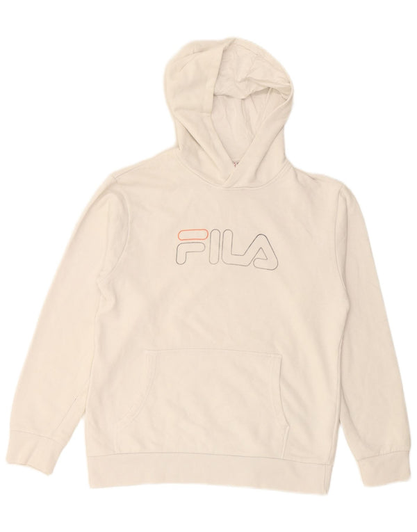 FILA Boys Graphic Hoodie Jumper 15-16 Years White Cotton