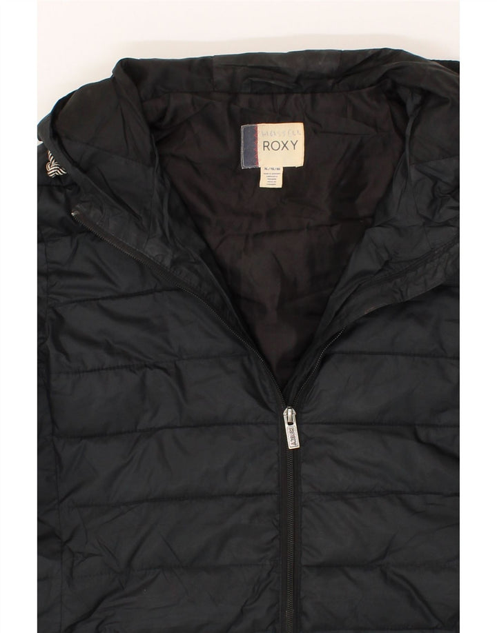 ROXY Womens Hooded Padded Jacket UK 18 XL Black Polyester Vintage Roxy and Second-Hand Roxy from Messina Hembry 