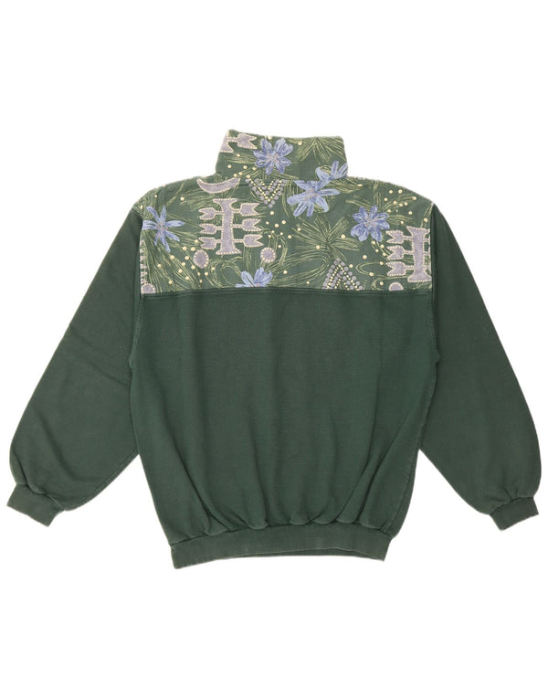 Trigema Womens Loose Fit Sweatshirt Jumper UK 14 Medium Green Floral