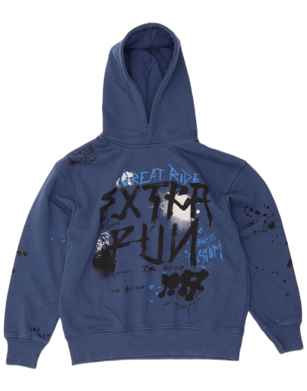 Zara Boys Graphic Relaxed Fit Hoodie Jumper 11-12 Years Blue Spotted Modern