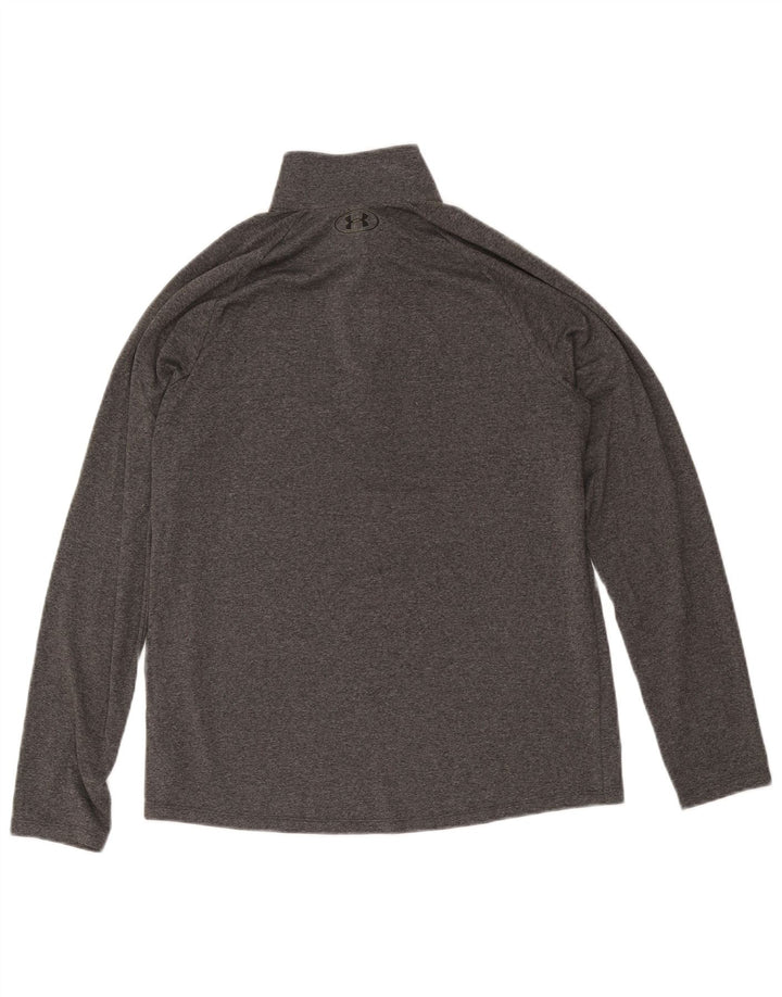 Under Armour Mens Zip Neck Top Long Sleeve Medium Grey Polyester