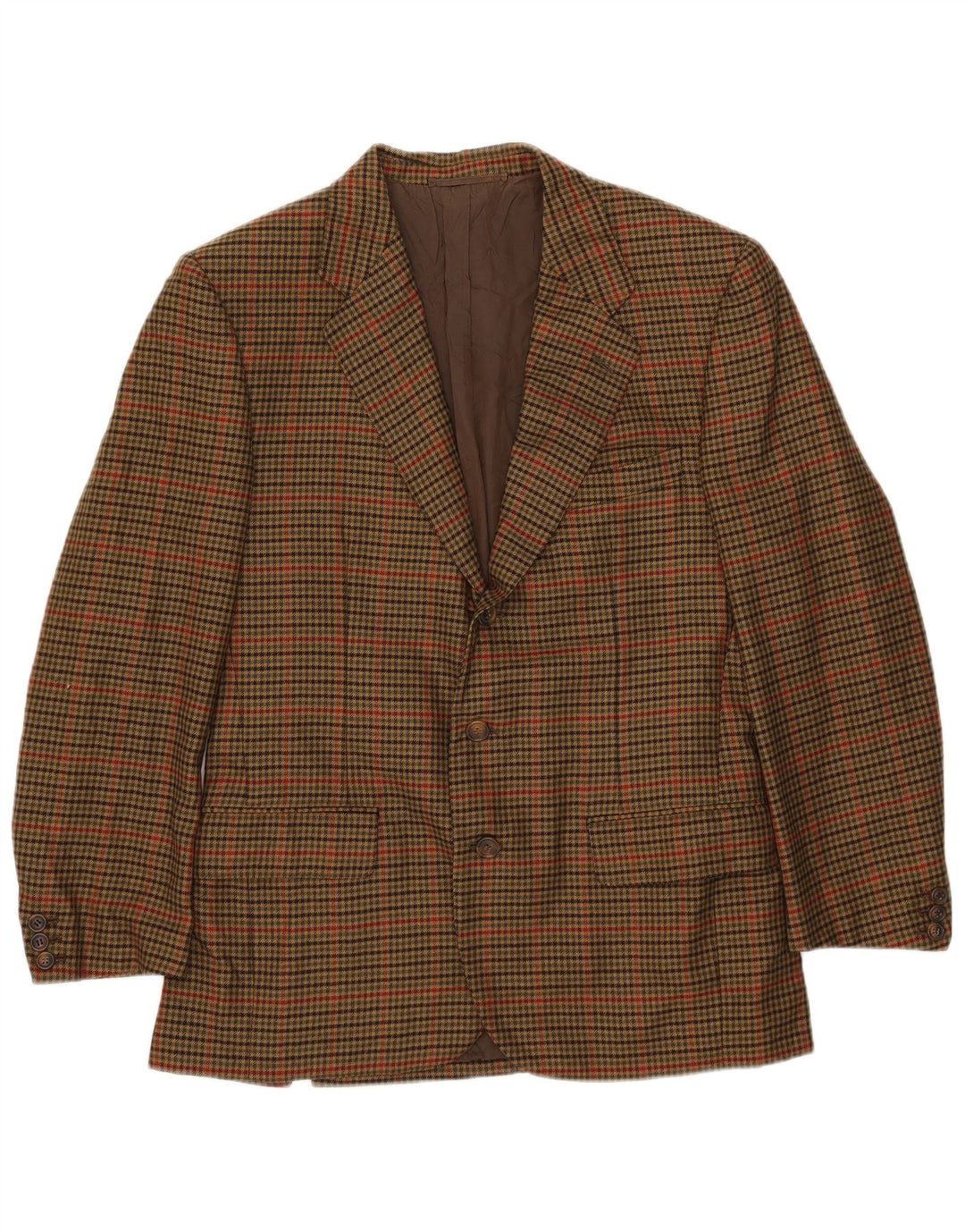 Loro Piana Mens 3 Button Blazer Jacket IT 50 Large Khaki Houndstooth