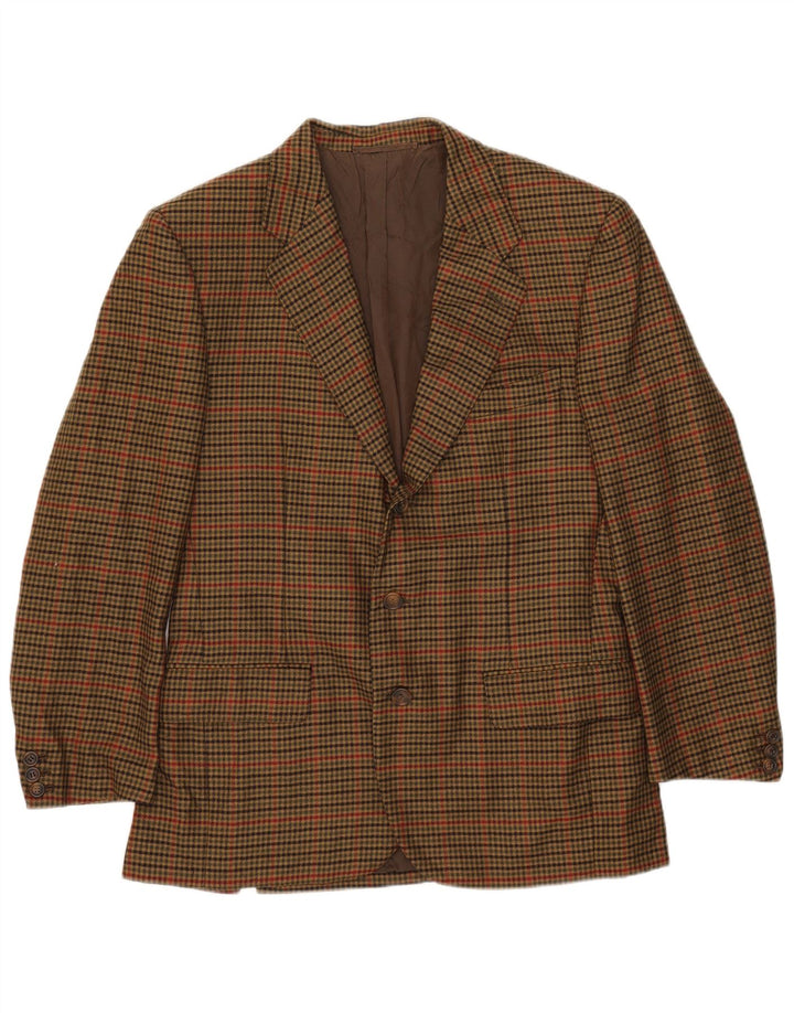 Loro Piana Mens 3 Button Blazer Jacket IT 50 Large Khaki Houndstooth