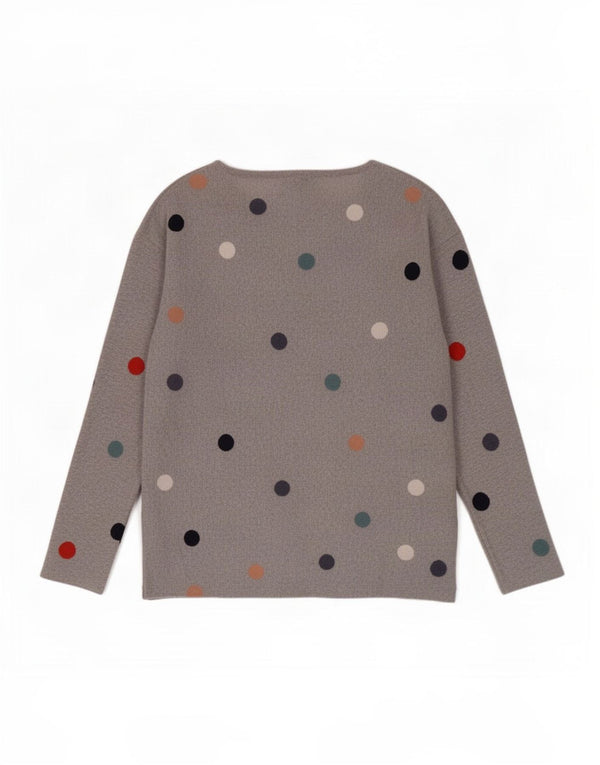White Stuff Womens Boat Neck Jumper Sweater UK 10 Small Grey Polka Dot