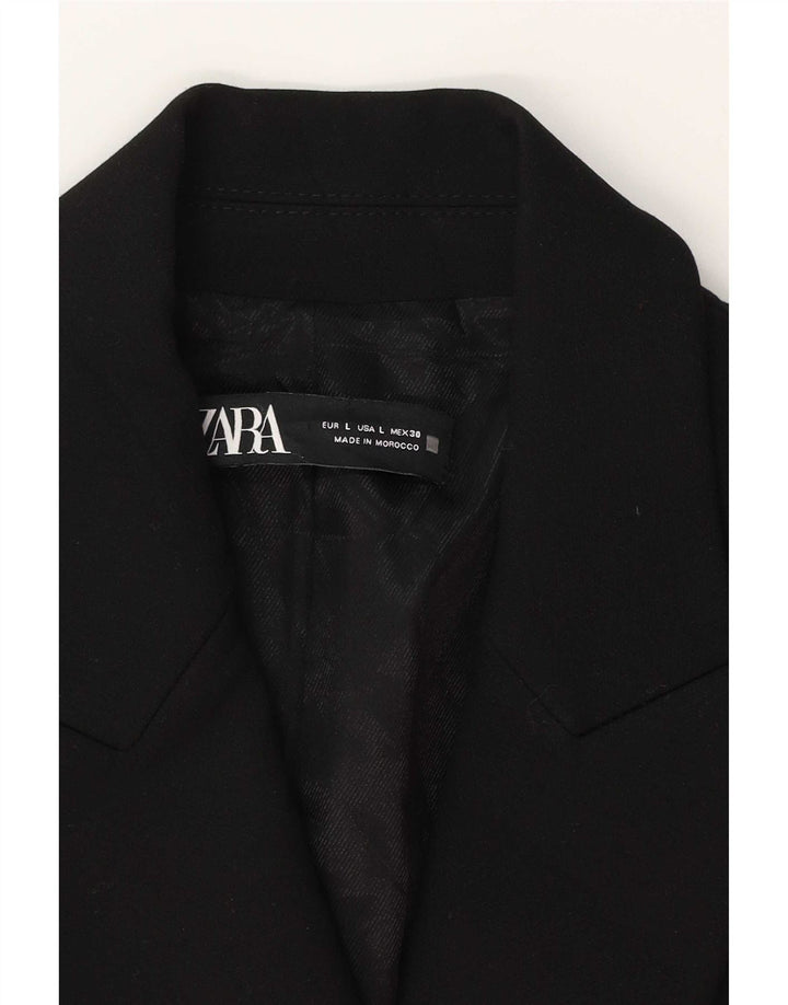 Zara Womens Double Breasted Blazer Jacket UK 14 Large Black