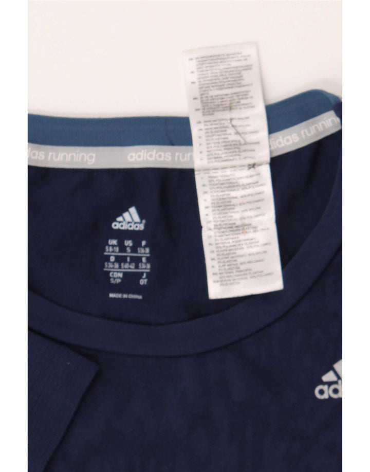 Adidas Womens Running Abstract Pattern T-Shirt Top UK 8/10 Small Navy Blue