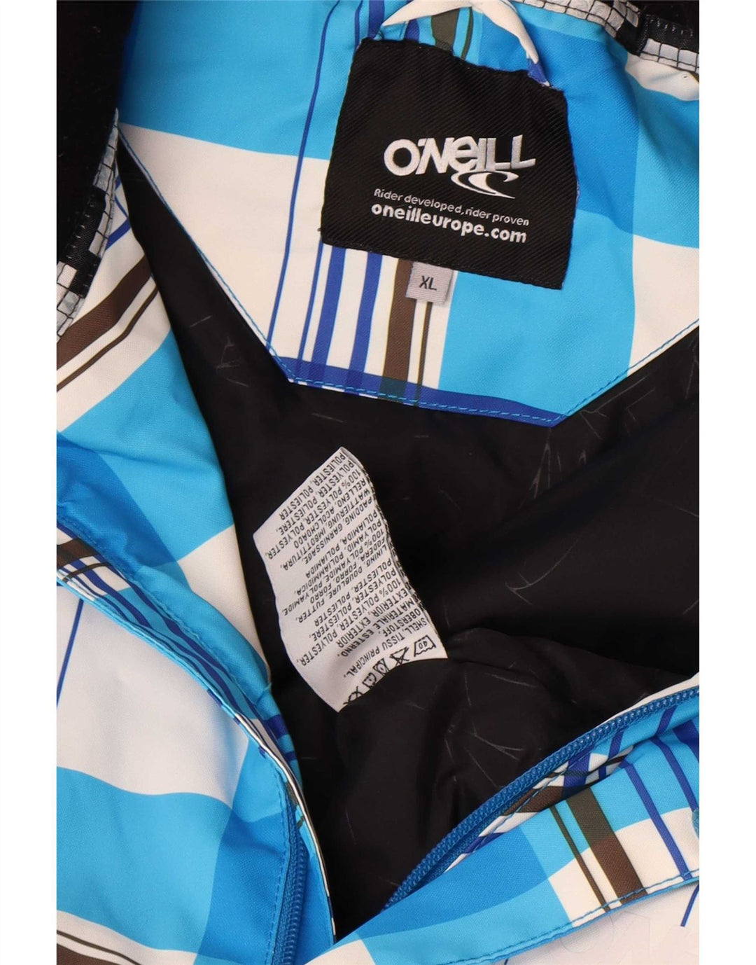 O'Neill Mens Ski Jacket XL Blue Check Polyester