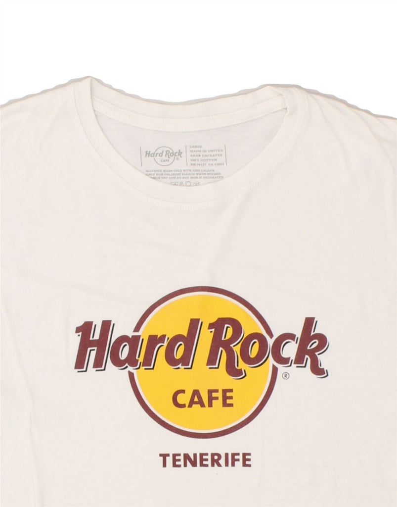 HARD ROCK CAFE Womens Tenerife Graphic T-Shirt Top UK 16 Large White Vintage Hard Rock Cafe and Second-Hand Hard Rock Cafe from Messina Hembry 