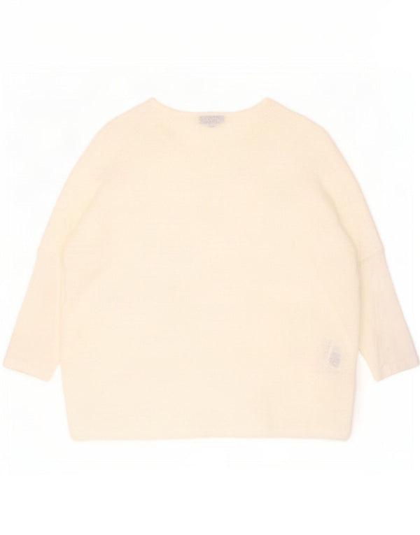Phase Eight Womens Oversized Top 3/4 Sleeve UK 12 Medium Off White Viscose