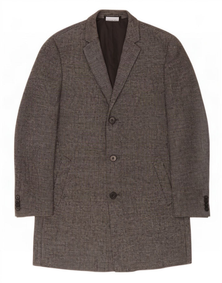 Marks & Spencer Mens Overcoat UK 40 Large Grey Wool