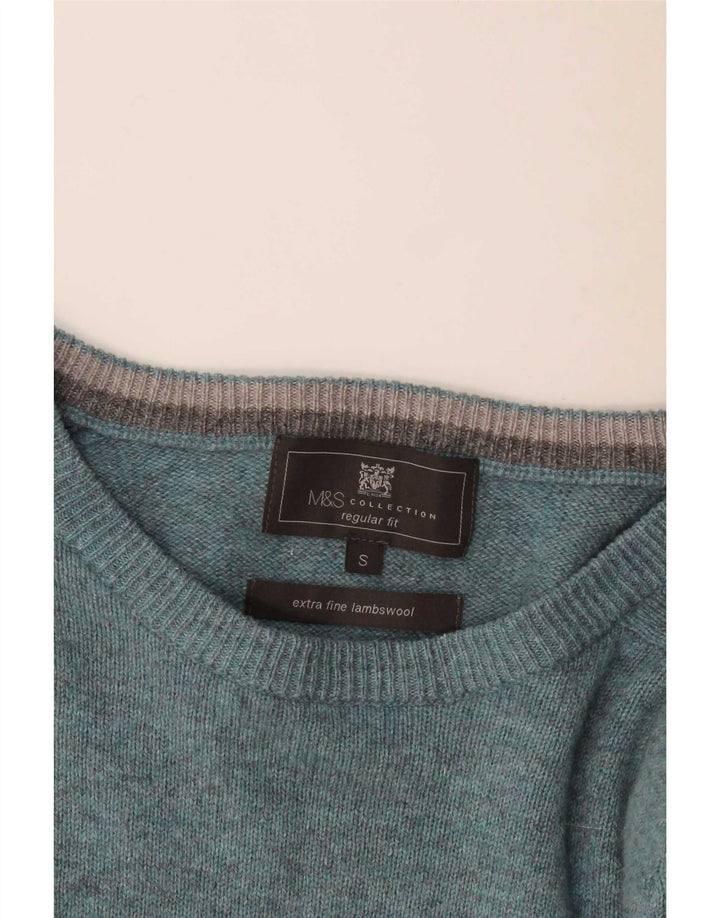 Marks & Spencer Mens Regular Fit Boat Neck Jumper Sweater Small Blue