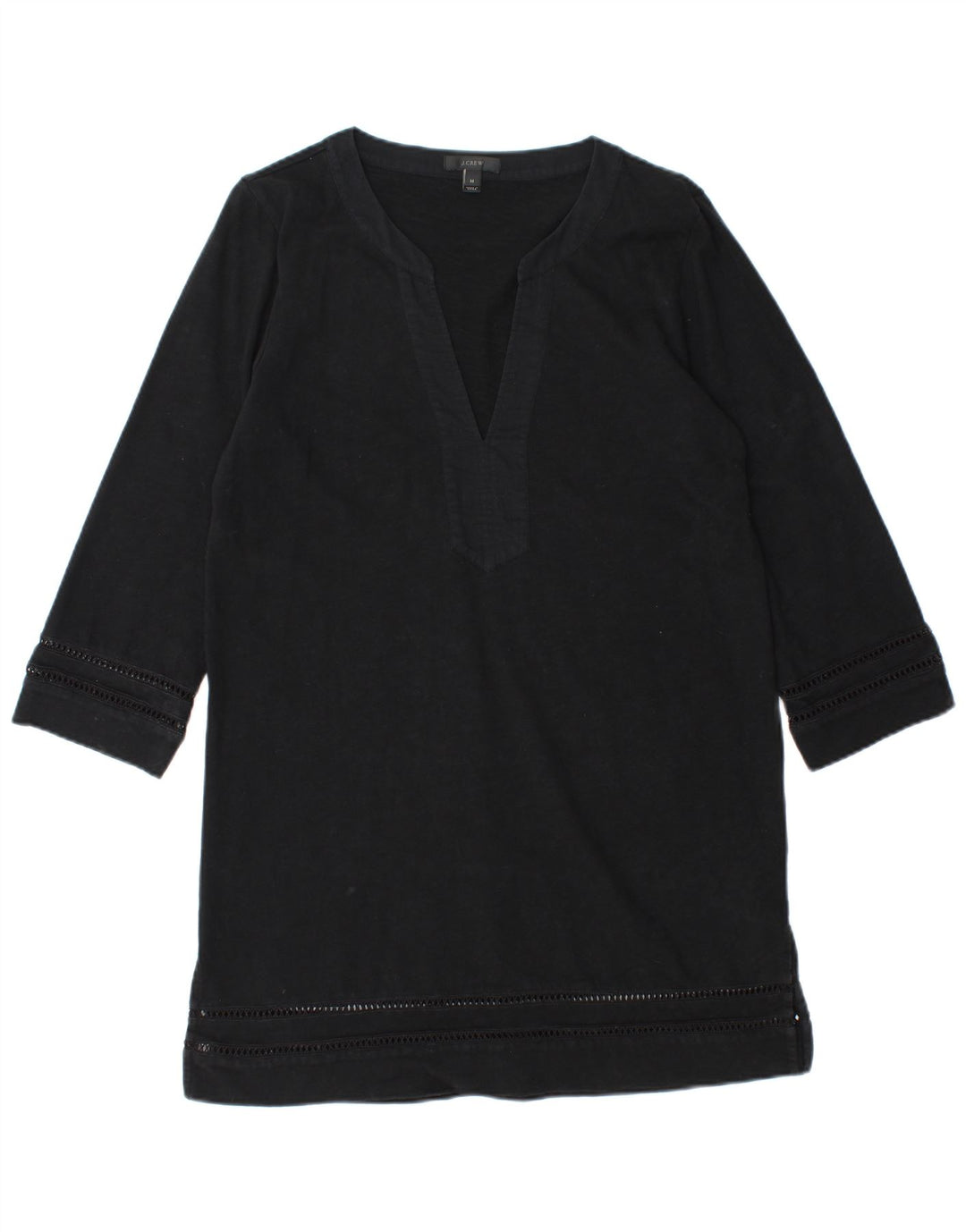 J. Crew Womens 3/4 Sleeve Tunic Dress UK 14 Medium Black Cotton
