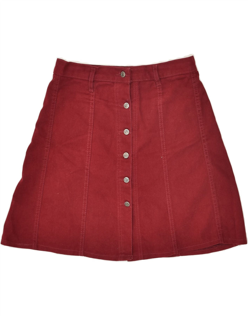 VINTAGE Womens Denim Skirt W30 Medium Burgundy Cotton | Vintage Vintage | Thrift | Second-Hand Vintage | Used Clothing | Messina Hembry 