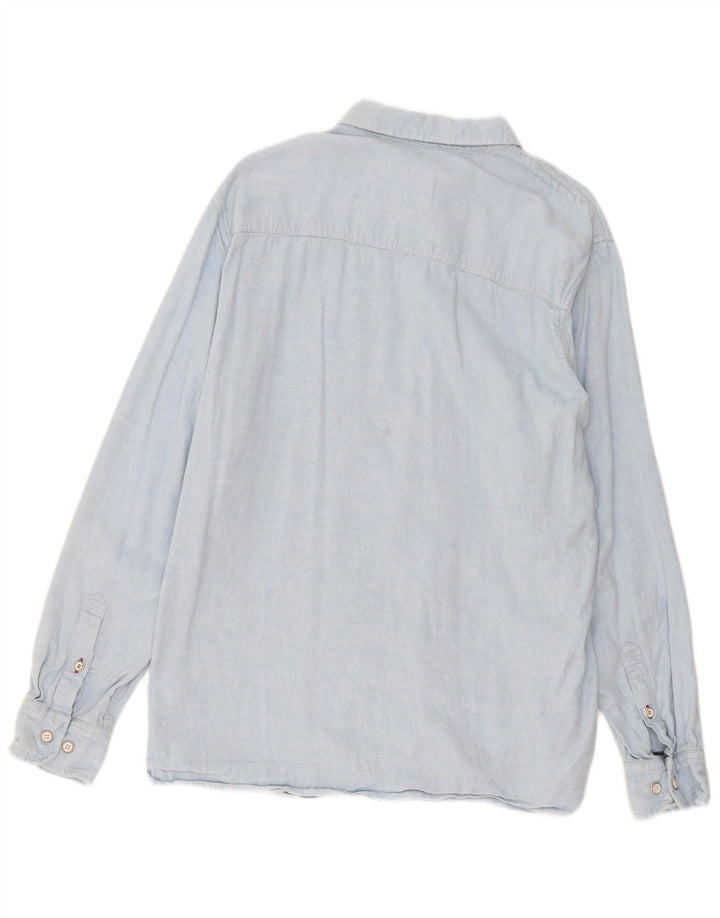 Fat Face Mens Flannel Shirt Large Blue Linen