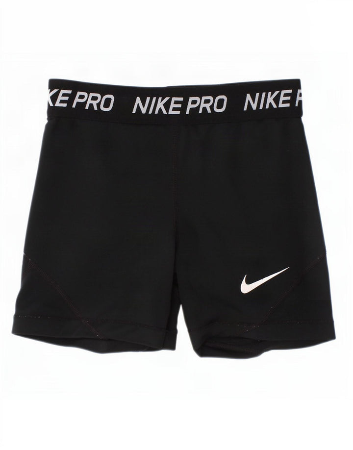Nike Girls Dri Fit Graphic Sport Shorts 10-11 Years Medium Black Polyester