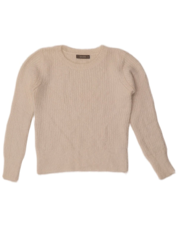 Oasis Womens Crop Boat Neck Jumper Sweater UK 6 XS White Polyamide