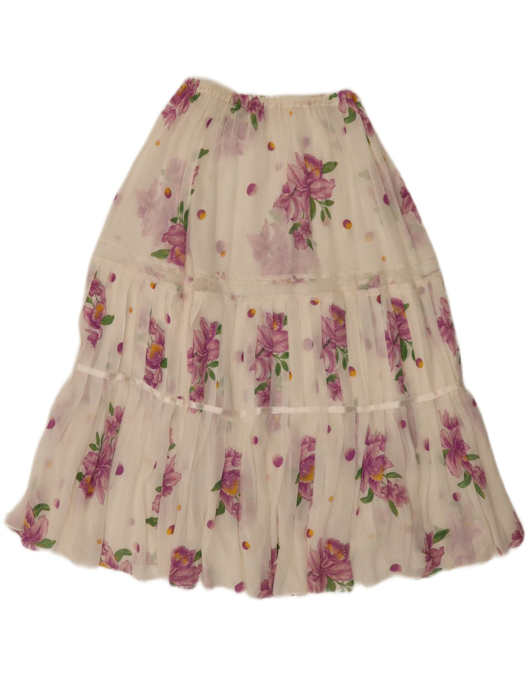 Vintage Womens See Through Tiered Skirt W26 Small White Floral