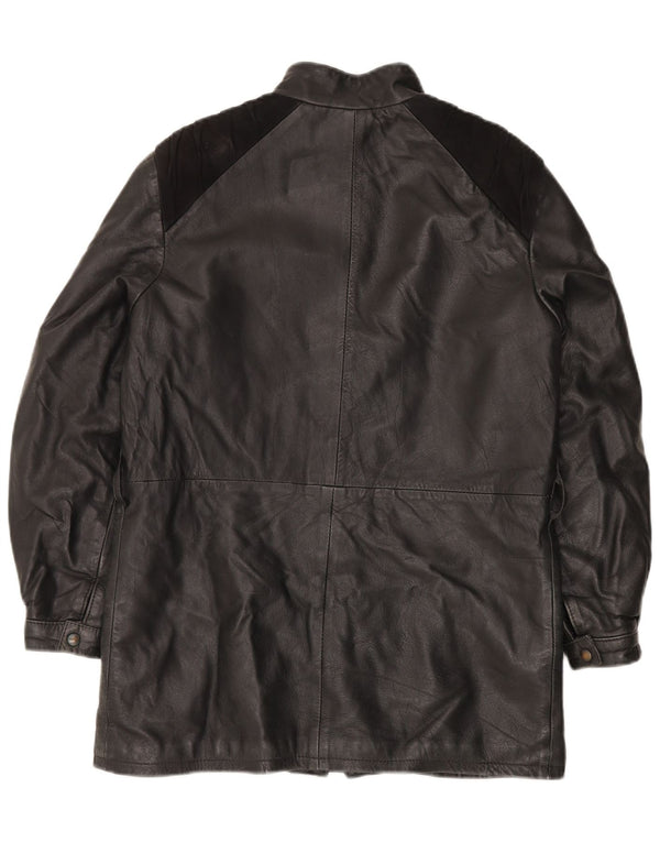 Dama Womens Leather Jacket IT 44 Medium Black Colourblock Leather