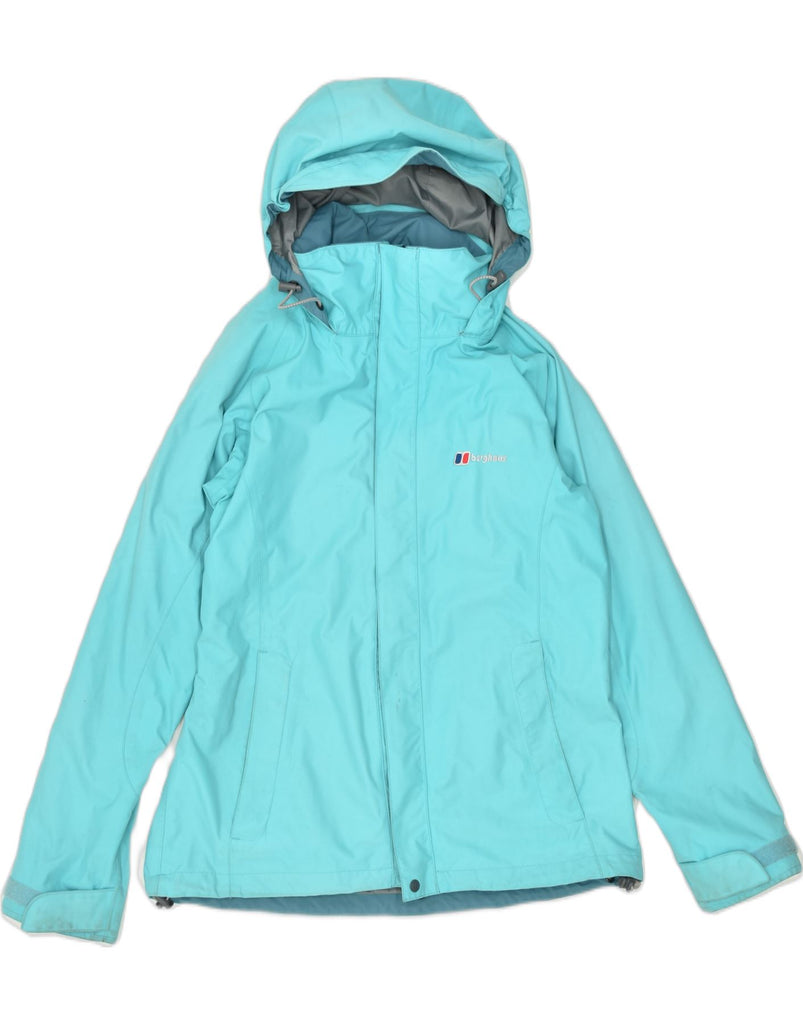 BERGHAUS Womens Hooded Rain Jacket UK 10 Small Turquoise Nylon | Vintage | Thrift | Second-Hand | Used Clothing | Messina Hembry 