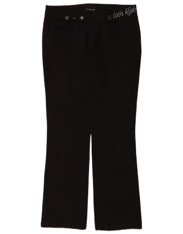 CALVIN KLEIN Womens Graphic Bootcut Casual Trousers W34 L32 Black